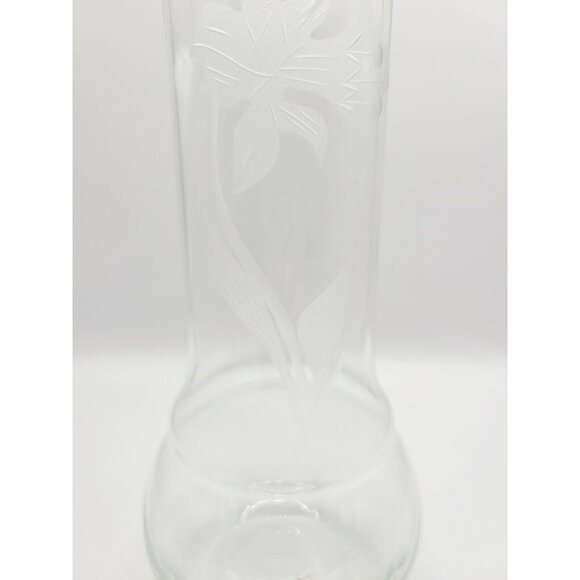 Vintage Toscany Etched Frosted Lily Glass Vase Hand Made In Romania 8" Floral - Picture 3 of 9